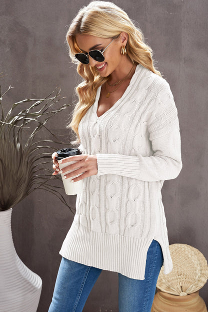 White Oversized Cozy up Knit Sweater