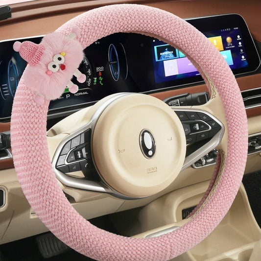 Car Plush Cartoon Steering Wheel Warm Short Plush Grip Cover