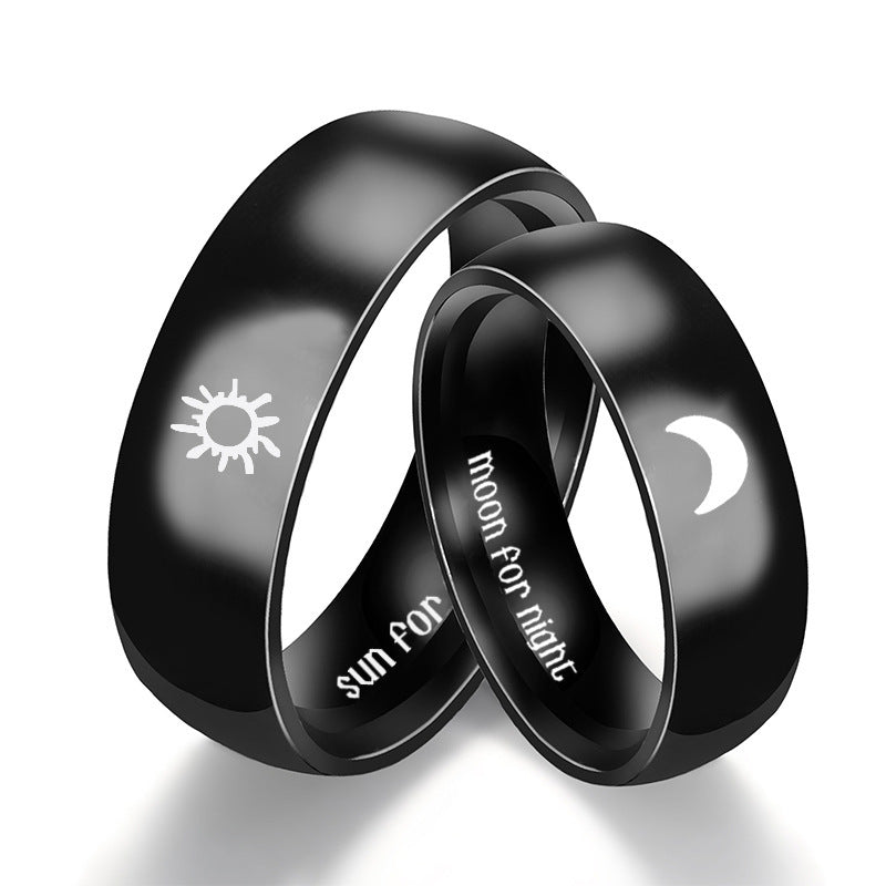 Stainless Steel Couple Rings Sun Moon