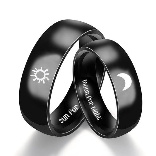 Stainless Steel Couple Rings Sun Moon
