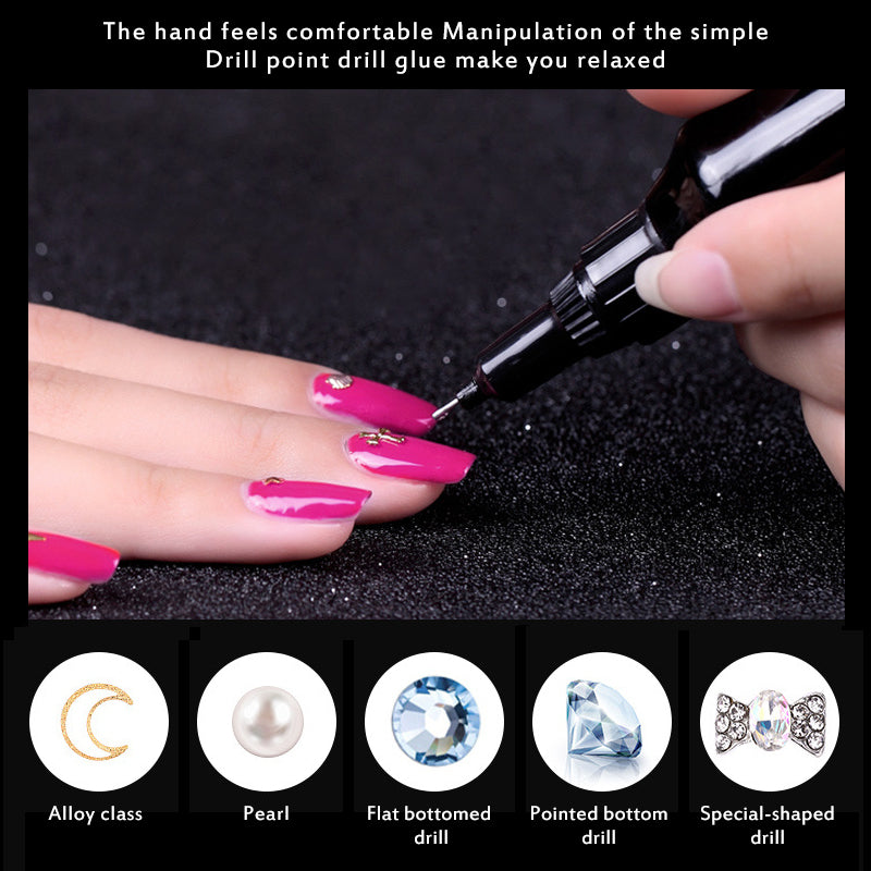 Nail Art Gem Adhesive Kit Rhinestone Glue Set
