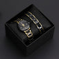 Elegant Pair Timepiece Metal Strap Set