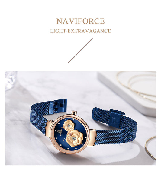 Stylish casual metal strap quartz ladies timepiece