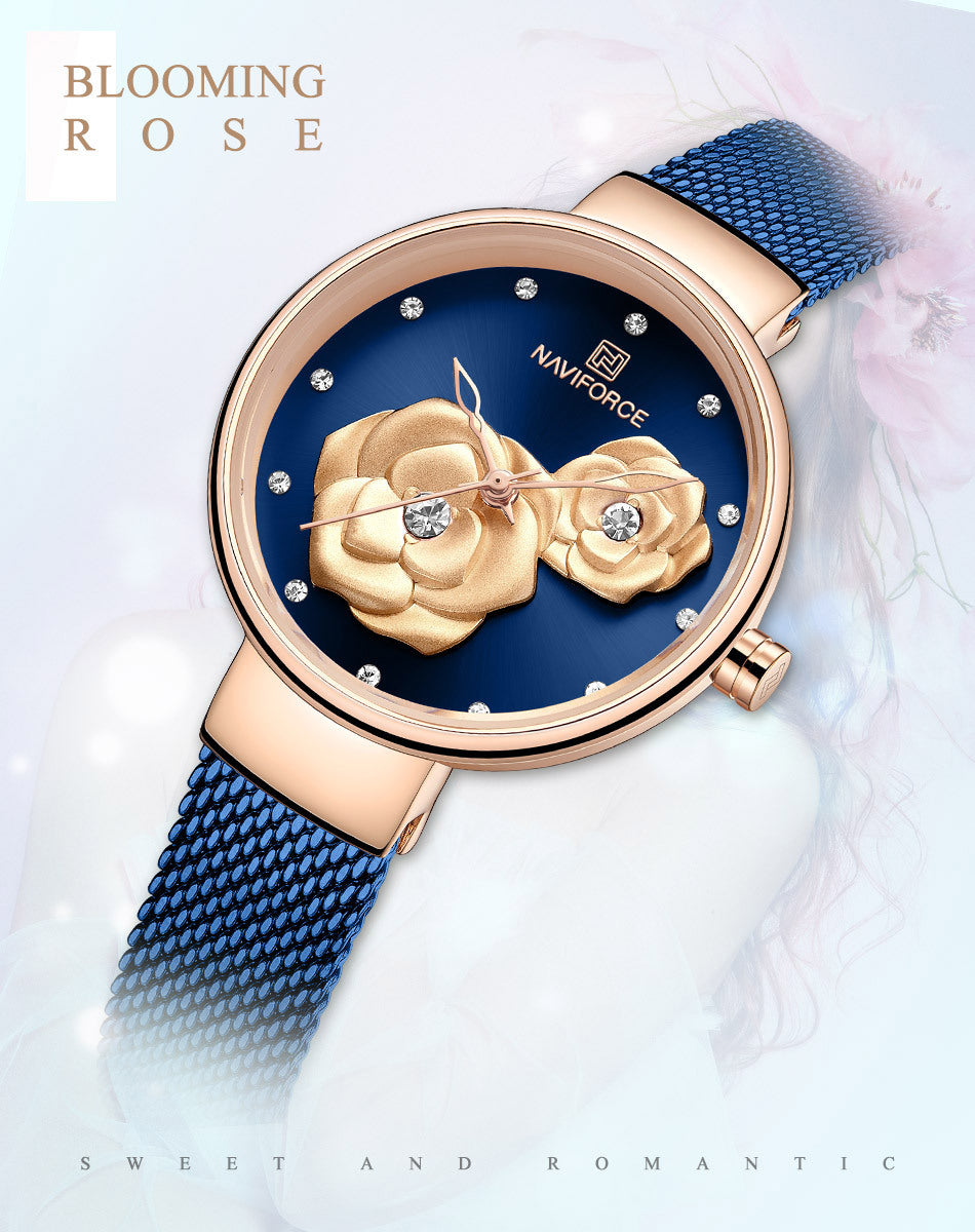 Stylish casual metal strap quartz ladies timepiece