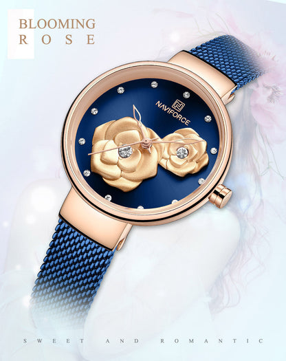 Stylish casual metal strap quartz ladies timepiece