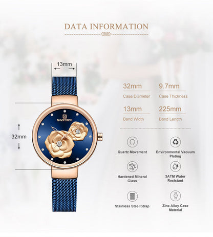 Stylish casual metal strap quartz ladies timepiece