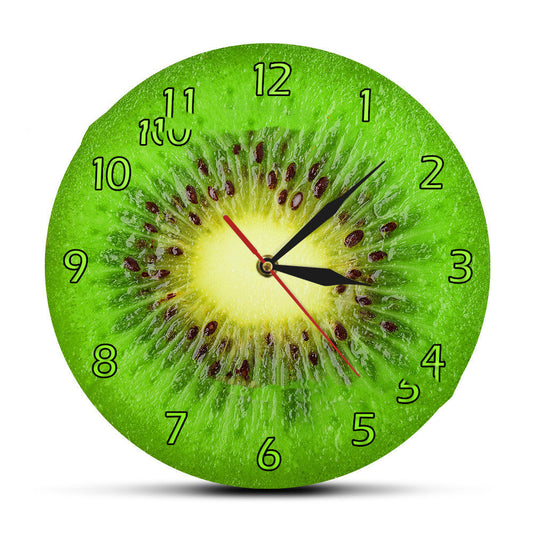 Green Kiwi Wall Clock for Home Kitchen Living Room Decor