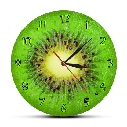 Green Kiwi Wall Clock for Home Kitchen Living Room Decor