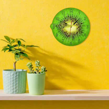 Green Kiwi Wall Clock for Home Kitchen Living Room Decor