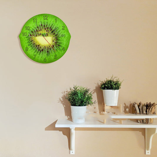 Green Kiwi Wall Clock for Home Kitchen Living Room Decor