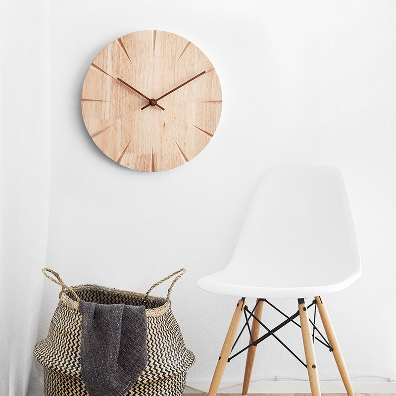 Natural Wooden Wall Clock for Living Room Home Decor