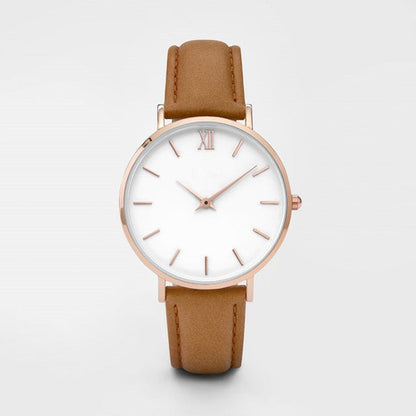 Elegant Ladies Timepieces Genuine Leather Quartz Wristwatch