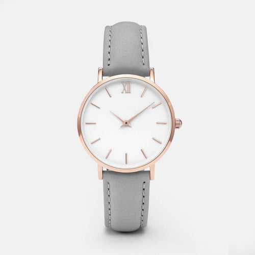 Elegant Ladies Timepieces Genuine Leather Quartz Wristwatch