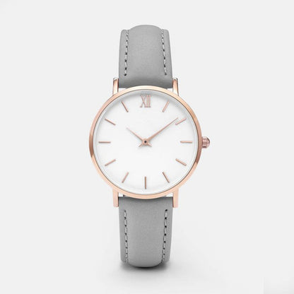 Elegant Ladies Timepieces Genuine Leather Quartz Wristwatch