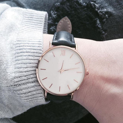Elegant Ladies Timepieces Genuine Leather Quartz Wristwatch