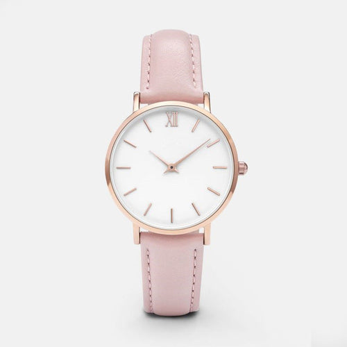 Elegant Ladies Timepieces Genuine Leather Quartz Wristwatch