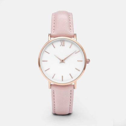 Elegant Ladies Timepieces Genuine Leather Quartz Wristwatch