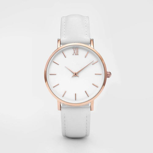 Elegant Ladies Timepieces Genuine Leather Quartz Wristwatch