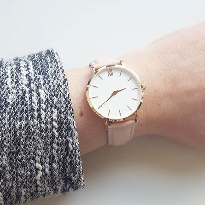 Elegant Ladies Timepieces Genuine Leather Quartz Wristwatch