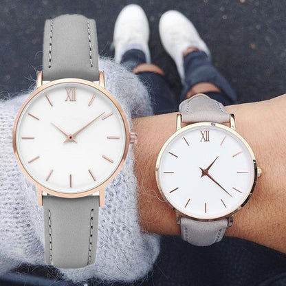 Elegant Ladies Timepieces Genuine Leather Quartz Wristwatch