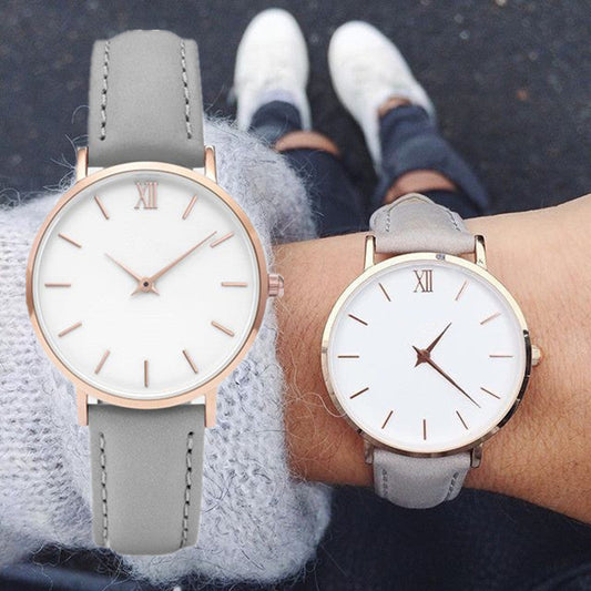 Elegant Ladies Timepieces Genuine Leather Quartz Wristwatch