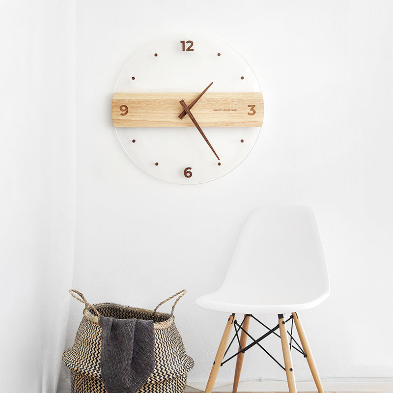 Elegant Wooden Acrylic Wall Clock for Living Space Decor