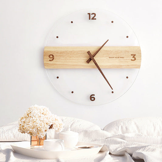 Elegant Wooden Acrylic Wall Clock for Living Space Decor