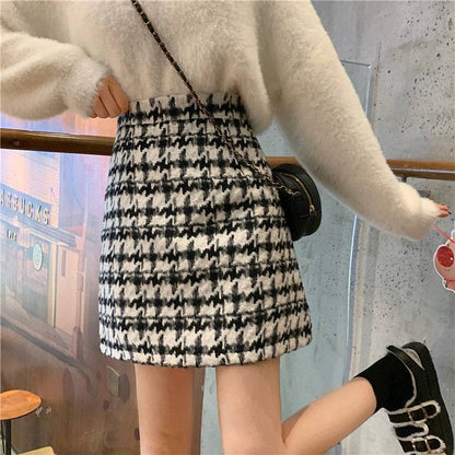 Ladies' Vintage High Waist Wool Blend Skirt