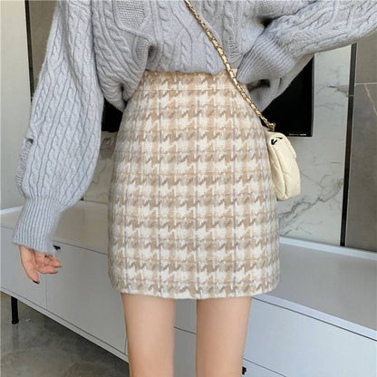 Ladies' Vintage High Waist Wool Blend Skirt