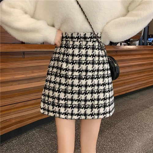 Ladies' Vintage High Waist Wool Blend Skirt