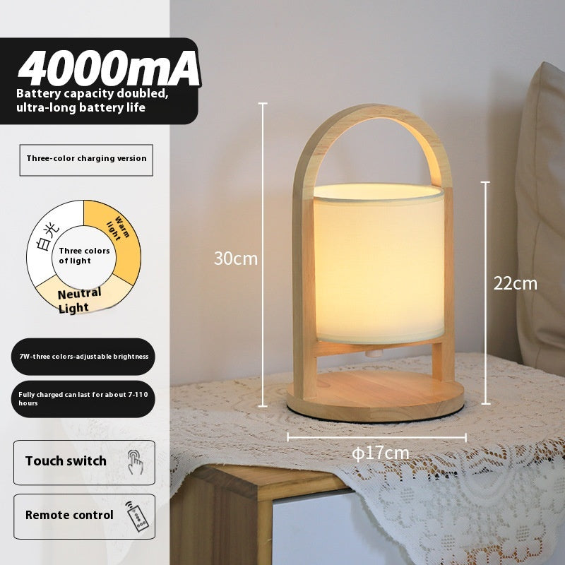 Compact Wireless Rechargeable Minimalist Wooden Bedside Night Light