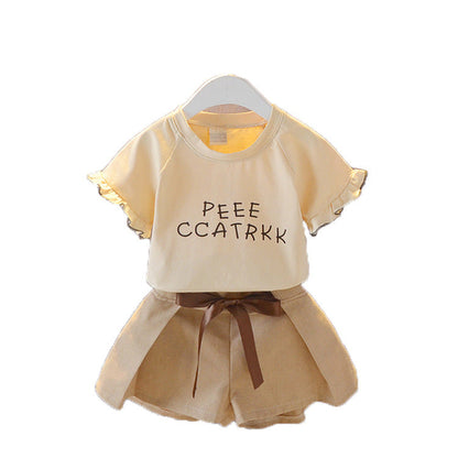 Fashionable kids' summer outfit trendy cotton tee and shorts