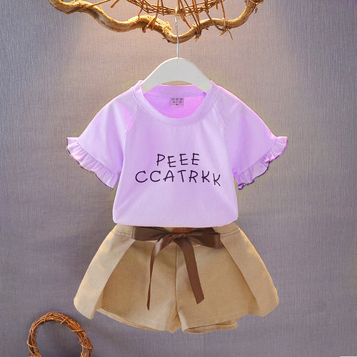 Fashionable kids' summer outfit trendy cotton tee and shorts