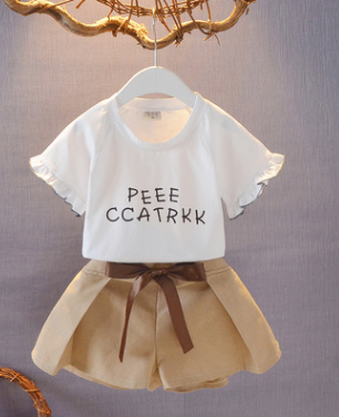 Fashionable kids' summer outfit trendy cotton tee and shorts