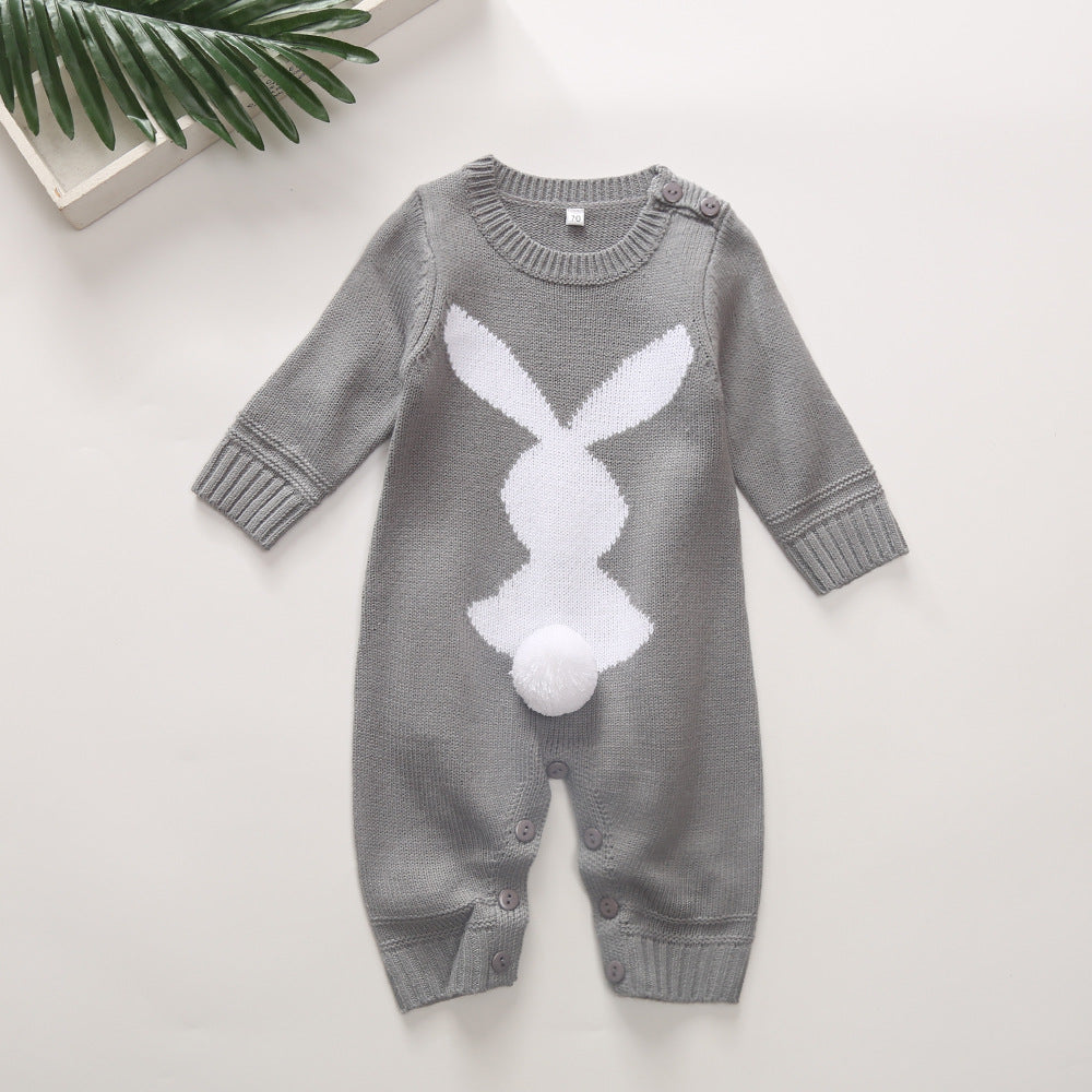 Kids Wool Blend Knit Long-Sleeve Jumpsuit Outfit