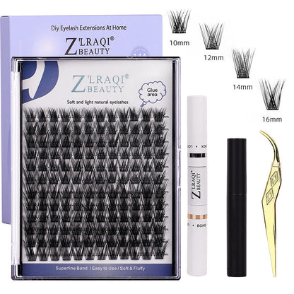Split Single Fake Lash Set Synthetic Fiber Artificial Eyelashes Kit