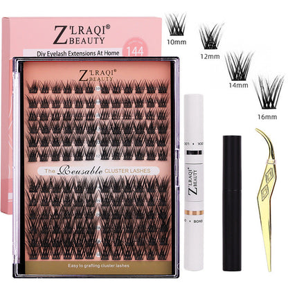 Split Single Fake Lash Set Synthetic Fiber Artificial Eyelashes Kit
