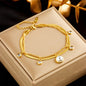 Stainless Steel Gold Plated Punk Fashion Double Layer Bracelet For