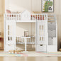Twin-Over-Twin Bunk Bed with Changeable Table, Bunk Bed Turn into