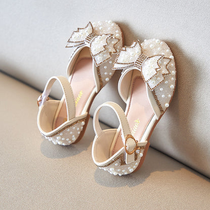Summer Girl Pearl Bow Princess Flats