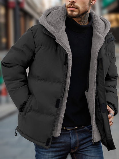Men's Ski Thick Windproof Down Jacket Men's Fake 2-piece Cotton-padded Jacket