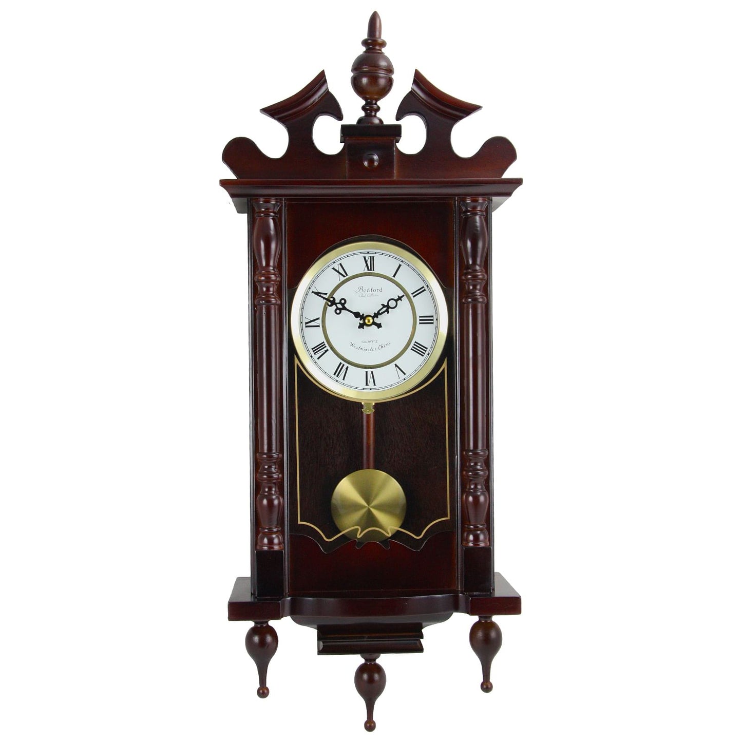 Bedford Clock Collection Classic 31 Inch Chiming Pendulum Wall Clock