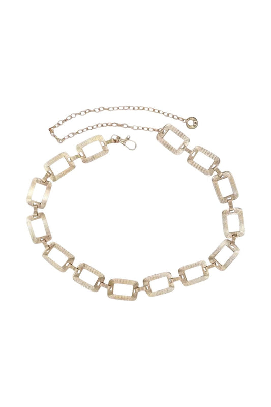 "CHAINED" Silver Rectangular Waist Chain Belt