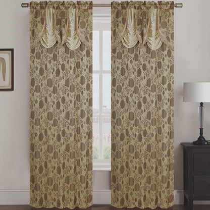 Molly Jacquard Rod Pocket Panel with Attached Valance Set of Two -