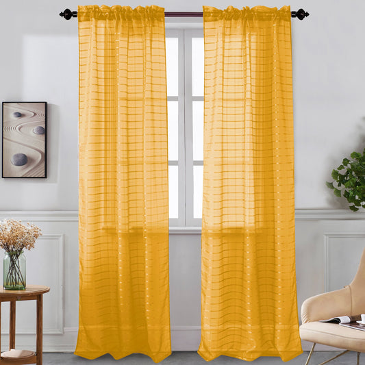 Nancy - Rod Pocket Sheer Panel - Set of Two - Assorted Colors
