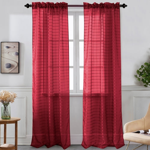 Nancy - Rod Pocket Sheer Panel - Set of Two - Assorted Colors