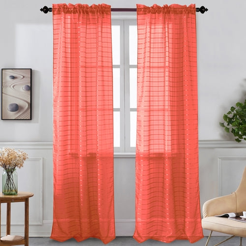 Nancy - Rod Pocket Sheer Panel - Set of Two - Assorted Colors