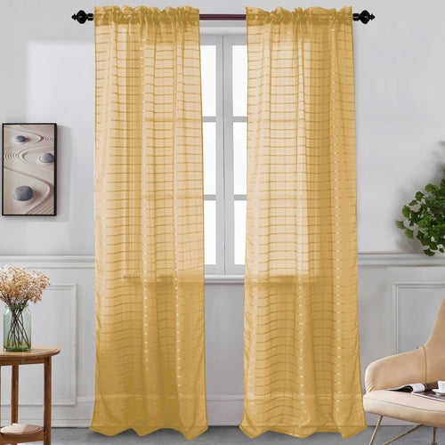 Nancy - Rod Pocket Sheer Panel - Set of Two - Assorted Colors