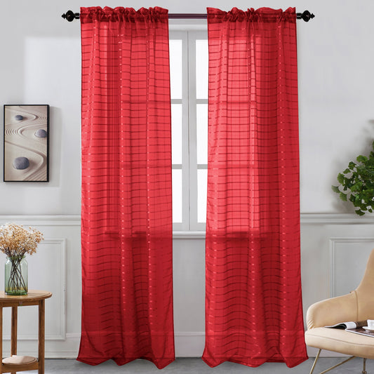 Nancy - Rod Pocket Sheer Panel - Set of Two - Assorted Colors
