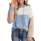 Autumn Winter Twist Strip Color Matching Long Sleeve Hoodie Loose